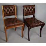 Two Leather Upholstered Button Back Chairs