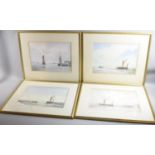 An Alan Whitehead set of Four Watercolours Depicting Barges, Each 34x24cms