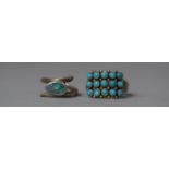 An Indian Silver and Turquoise Ring and a Silver and Opal Example