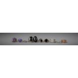 A Collection of Ten Jewelled Silver and White Metal Rings, Onyx, Jet, Amethyst Etc. Some with