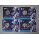 A Collection of Four Royal Mint Fine Silver £50 Pound Coins, Britannia 2015