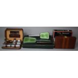 A Cased Double Six Dominoes with Original Box together with Gents Travelling Dressing Set and Ladies