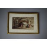 A Gilt Framed Watercolour, Continental Scene, 19th Century, 30cms Wide