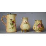 A Collection of Three Pieces of Royal Worcester Blush Ivory to include Lidded Water Jug, Vase Etc,