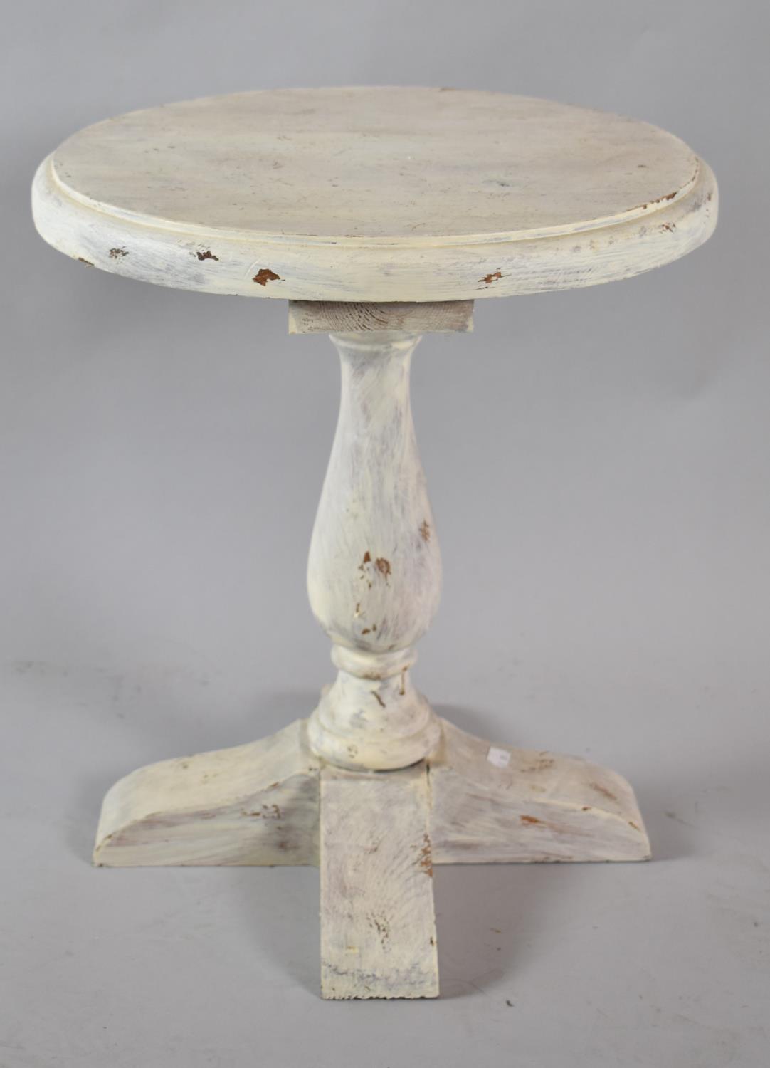A Small Painted Wooden Circular Topped Table, 40cms Diameter