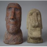 A Reconstituted Stone Carved Easter Island Head by 1066 Creations (Simon Jameson 2001) together with