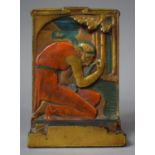 An Art Deco Cold Painted Bookend with Classical Scene of Lady with Lyre, Having Cast Mark for