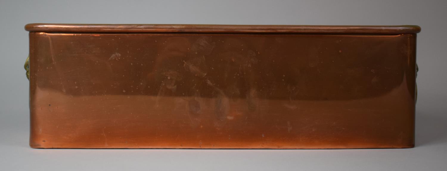 A Rectangular Copper Planter Having Lipped Edge and Brass Lion Mask Loop Handles, 42cms Wide - Image 2 of 2