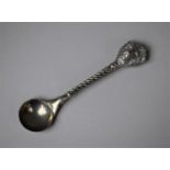 A White Metal Spoon with Lion Head Finial, the Back Inscribed and Dated 98, 12cms Long