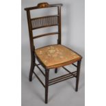 A Pretty Edwardian Inlaid Side Chair with Top Stretcher Having Basket of Blowers Marquetry