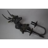 A Bronzed Wall Light Fitting Featuring Antelope Head Surmounting Two Branch Fitting, 42cms High