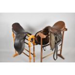 Two Vintage Leather Saddles to include One Example by Wicherley and Sons, Malpas