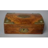 A 19th Century Brass Mounted Rectangular Box with Hinged Domed Top, 15.5cms Wide