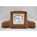 A Mahogany Cased Art Deco Mantle Clock with A Silvered Square Base, 40cms Wide, Movement In Need