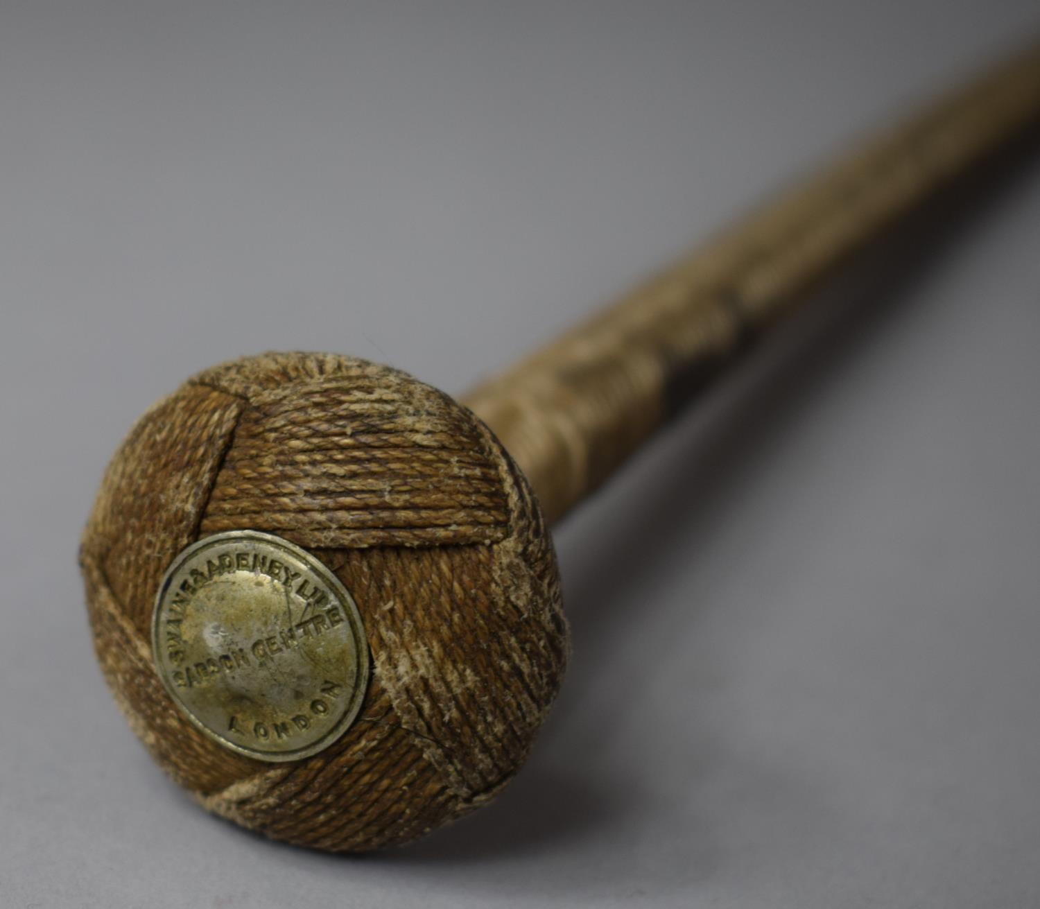 A Vintage Plaited Linen Riding Crop/Whip with Turks Headed Top Having Mounted Metal Disc Stamped for - Image 2 of 2