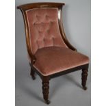 A Victorian Mahogany Framed Upholstered Ladies Nursing Chair Having Short Turned Front Supports