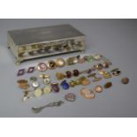 A Silver Plated Aristocat Jewellery Box Containing Various Cufflinks, Studs, Cameo, Silver Salt