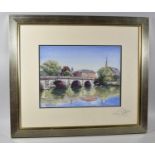 A Framed Print of the English Bridge, Shrewsbury, Signed S Payton, 40x30cm