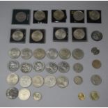 A Collection of Various British Crowns, Festival of Britain Medal, REPLICA Half Sovereign etc