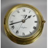 A Reproduction Brass Bulkhead Mounting Ships Clock , President Seafarer, Battery Movement, 18cm