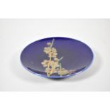 A Japanese Porcelain Cobalt Blue Dish with Gilt Decoration, Signed to Base and Paper Label for