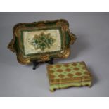 Two Gilt and Green Decorated Papier Mache Items, Tray and Lidded Box, Tray 37cm wide