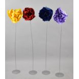 A Collection of 36 Freestanding Long Stemmed Artificial Poppies, Four Colours, Each 110cm High