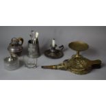 Collection of Metalwares to Include Silver Plated Jug, Pewter Tankard , Brass Bellows, Bedchamber