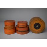 A Collection of Five Indian Graduated Circular Lacquered Boxes, The Largest 11.25cm