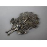 A Silver Niello Peacock Brooch, with Hinged Back by Thainakon, Thailand, Stamped Sterling, 6.5cm