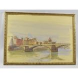 A Framed Watercolour Depicting Ponte Alla Carraia, Florence, 49x34.5cm wide