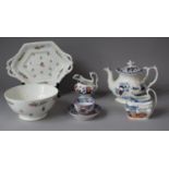 A Collection of Various 19th Century Ceramics to Include Teapot, Two Cream Jugs, Tea Bowl and