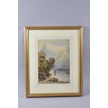 A Framed Watercolour Depicting 19th Century Lake Scene, 19x27cm