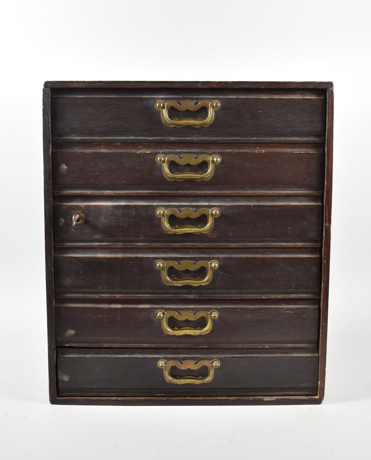 A Late Victorian Six Drawer Collectors Chest with Brass Drop Handles, 40cm x 26.5cm x 46cm high