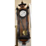 An Early 20th Century Walnut Single Weight Vienna Wall Clock, In Need of Some Attention, 116cm High