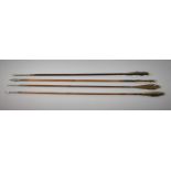 A Collection of Four Late 19th Century Arrows with Feathered Flights, 72cm Long