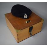 A Brass Mounted Fitted Box Containing Royal Military Academy Beret