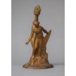 A Spelter Figural Mount Depticing Classical Maiden, 16cm high