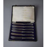 A Cased Set of Six Silver Handled Butter Knives, Sheffield 1918