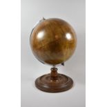 A Vintage "News of the World Business Globe" on a Turned Stained Wooden Base, 46cm high