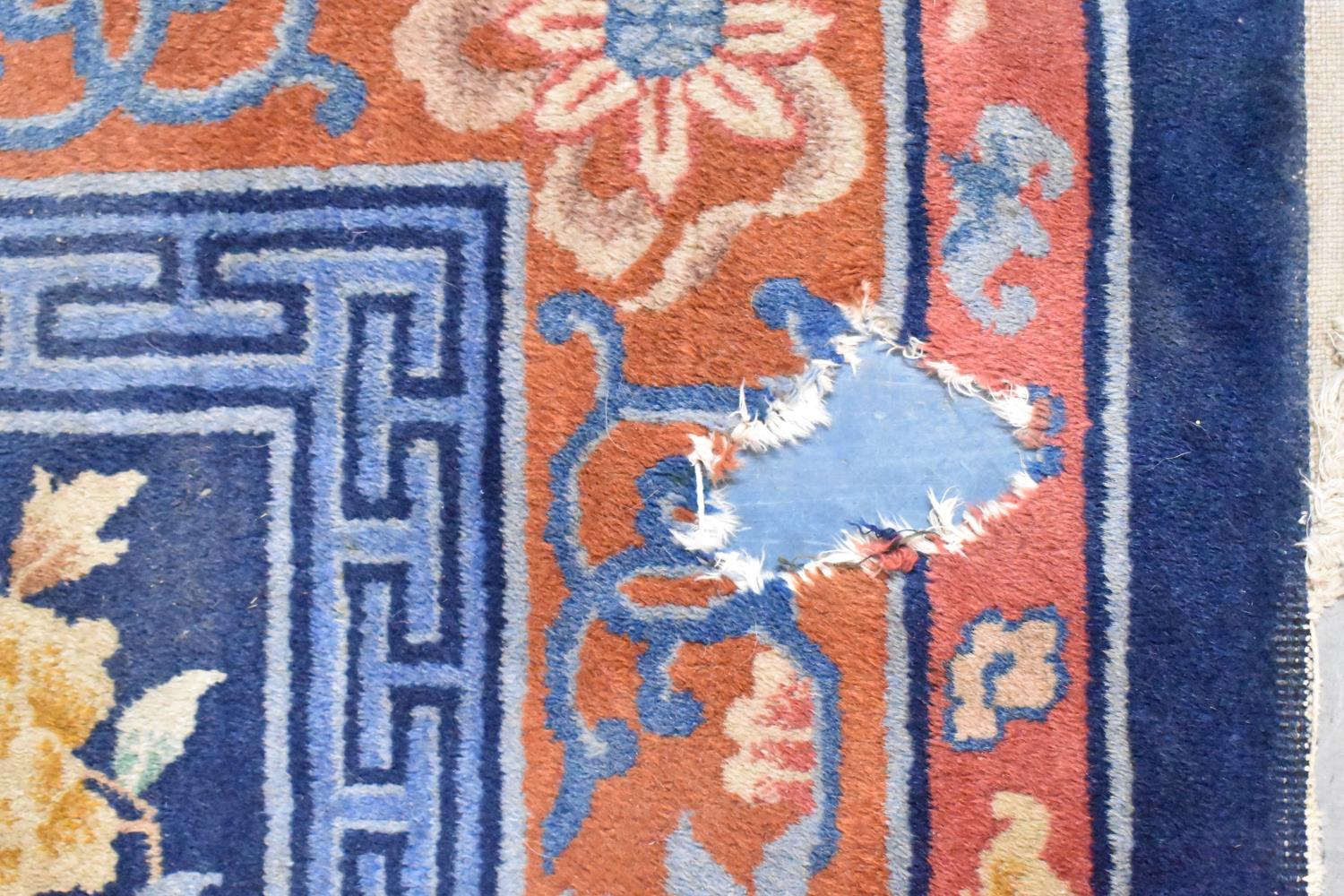 A Patterned Woollen Carpet Square on Blue Ground, AF, 300x213cm - Image 2 of 4