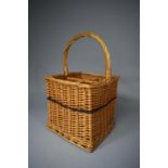 A Four Division Wicker Bottle Carrier, 22cm Square