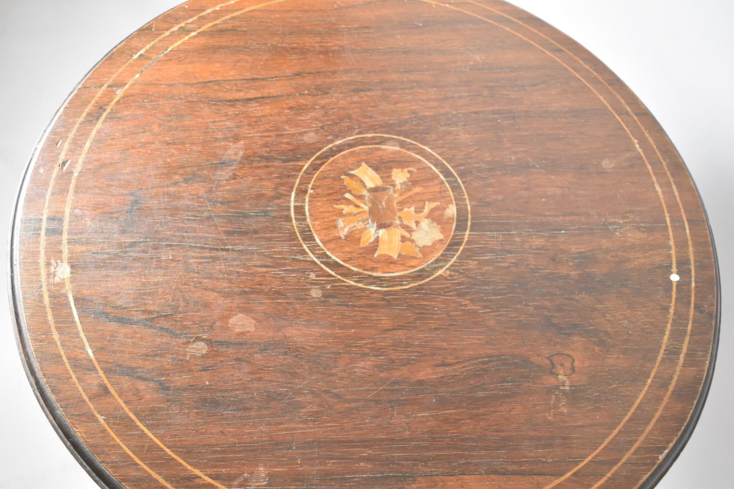 An Edwardian Inlaid Circular Table with Stretcher Shelf, Extended Cabriole Supports, 60cm Diameter - Image 2 of 2