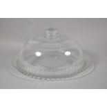 A Moulded Glass Cake Plate and Cover, 32cm Diameter