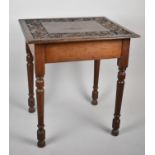 An Edwardian Oak Square Topped Occasional Table with Deeply Carved Border, 60cm Square