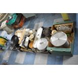 For Boxes of Kitchen Wares to Inlcude Wok, Salmon Kettle, Saucepans, Treenwares, Food Mixer etc