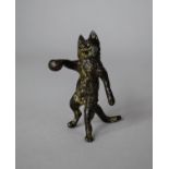 An Austrian Bronze Anthropomorphic Study of Standing Cat with Paw Outstretched, 7cm high