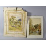 Two Mounted but Unframed Watercolors, Rural Scene, Buchanan- Shepherd on Lane, 26x34cm and Harrison-