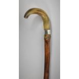 A Horn Handled Silver Mounted Walking Stick, London 1900, 98cm Long