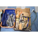 Two Boxes of Workshop Tools to Include Saws, Planes, Rasps, Spanners etc